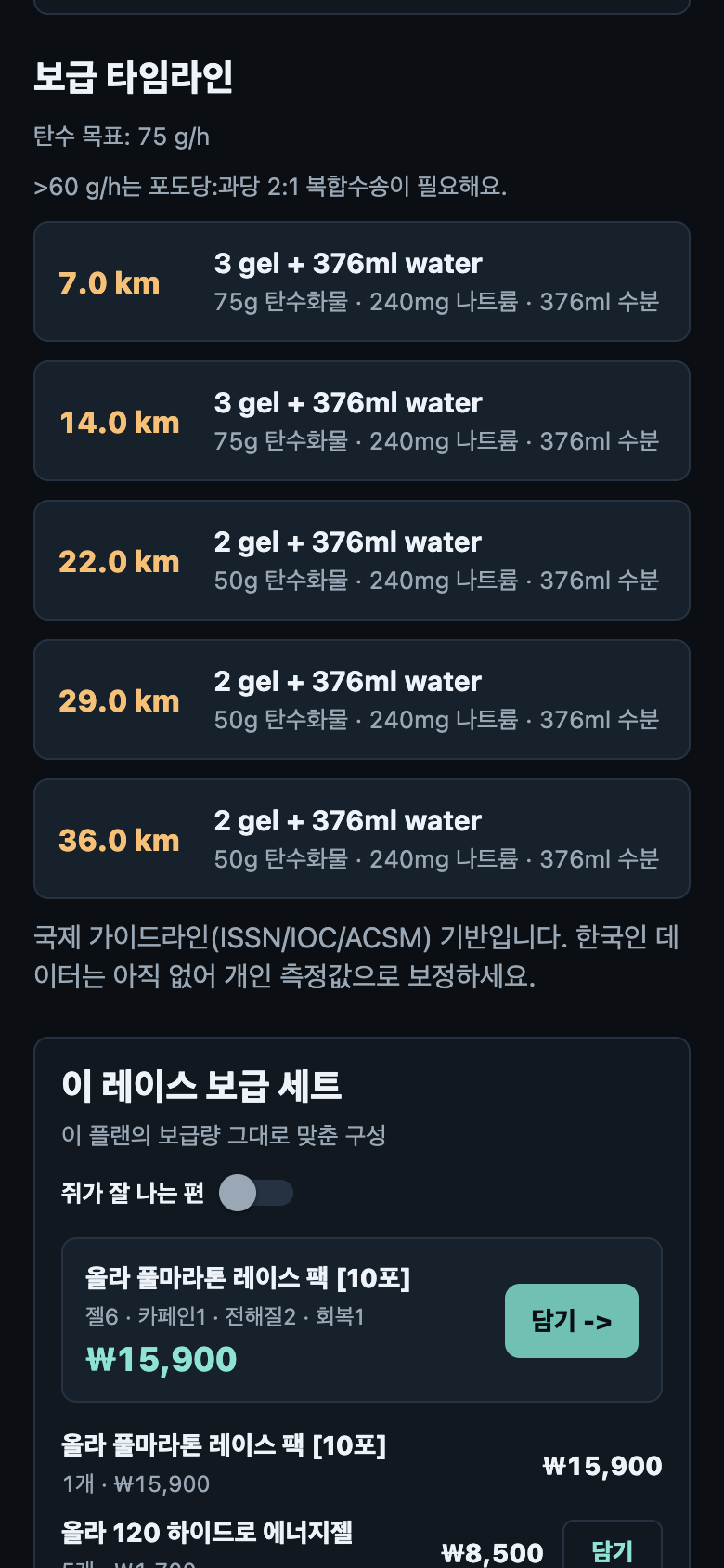 보급 타임라인. 급수대 위치에 맞춘 보급 지점과 근거 고지